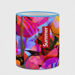 Кружка 3D Красочный летний цветочный паттерн Summer color pa, цвет: 3D-небесно-голубой кант — фото 2