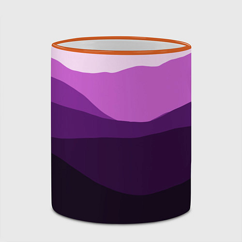 Кружка цветная Фиолетовый градиент горы абстракция / 3D-Оранжевый кант – фото 2
