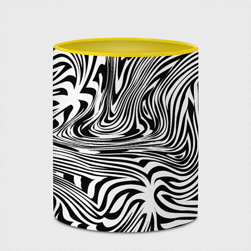 Кружка цветная Сумасшедшая зебра Абстрактный узор с извилистыми л / 3D-Белый + желтый – фото 2