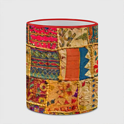 Кружка 3D Пэчворк Лоскутное одеяло Patchwork Quilt, цвет: 3D-красный кант — фото 2