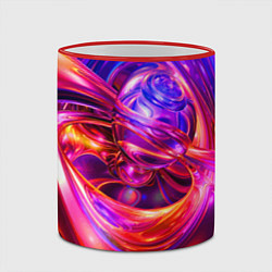 Кружка 3D Abstract color neon composition Абстрактная неонов, цвет: 3D-красный кант — фото 2