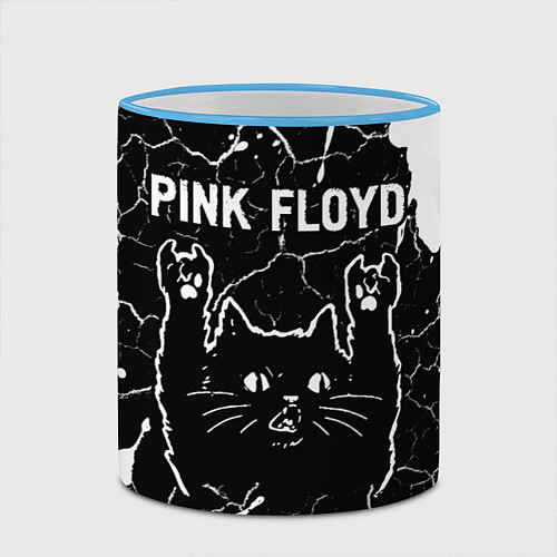 Кружка цветная Pink Floyd Rock Cat / 3D-Небесно-голубой кант – фото 2