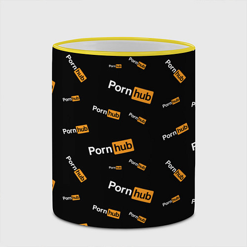 Кружка цветная PORN HUB НАДПИСИ ПАТТЕРН / 3D-Желтый кант – фото 2