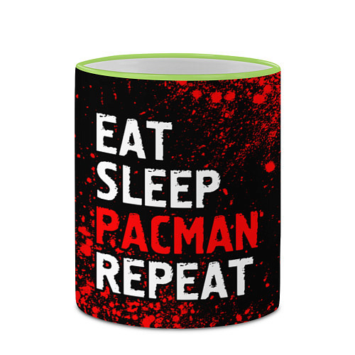 Кружка цветная Eat Sleep Pacman Repeat Арт / 3D-Светло-зеленый кант – фото 2