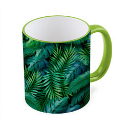 Кружка 3D Green plants pattern, цвет: 3D-светло-зеленый кант