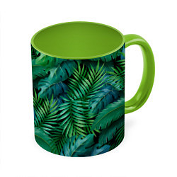 Кружка 3D Green plants pattern, цвет: 3D-белый + светло-зеленый