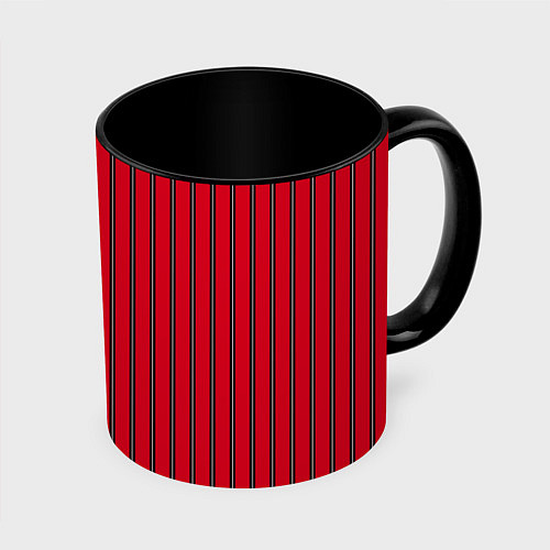 Кружка цветная Красно-черный узор в полоску / 3D-Белый + черный – фото 1