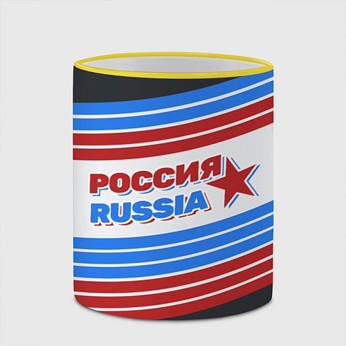 Кружка цветная Россия - Russia / 3D-Желтый кант – фото 2