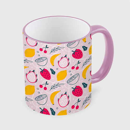 Кружка цветная Fruit Pattern / 3D-Розовый кант – фото 1