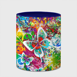 Кружка 3D Яркое безумие Бабочки, кляксы, граффити, цвет: 3D-белый + синий — фото 2