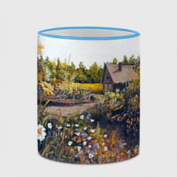 Кружка 3D Домик в цветущем лесу, цвет: 3D-небесно-голубой кант — фото 2