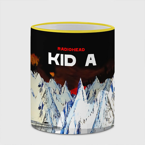 Кружка цветная Kid A - Radiohead / 3D-Желтый кант – фото 2