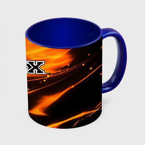 Кружка цветная FOX RACING - ФОКС СИЯНИЕ / 3D-Белый + синий – фото 1