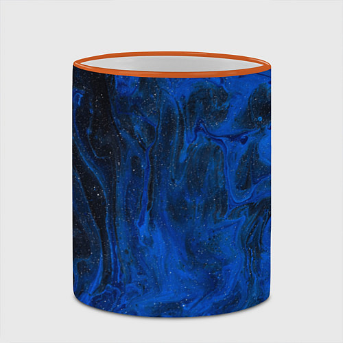 Кружка цветная Синий абстрактный дым / 3D-Оранжевый кант – фото 2