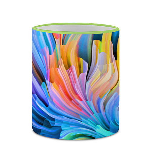 Кружка цветная Красочный абстрактный паттерн Лето Colorful Abstra / 3D-Светло-зеленый кант – фото 2