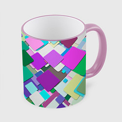 Кружка 3D MULTICOLORED SQUARES, цвет: 3D-розовый кант