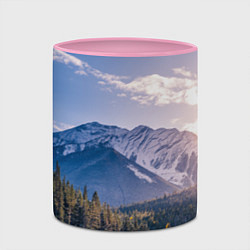 Кружка 3D Горы Лес Солнце, цвет: 3D-белый + розовый — фото 2