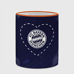 Кружка 3D Лого Bayern в сердечке на фоне мячей, цвет: 3D-оранжевый кант — фото 2