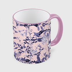 Кружка 3D Цветы Флизелиновые Тропики, цвет: 3D-розовый кант