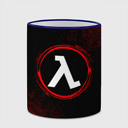 Кружка 3D Символ Half-Life и краска вокруг на темном фоне, цвет: 3D-синий кант — фото 2