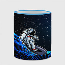 Кружка 3D Космонавт на серфинге, цвет: 3D-небесно-голубой кант — фото 2