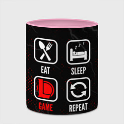 Кружка 3D Eat, Sleep, League of Legends, Repeat, цвет: 3D-белый + розовый — фото 2