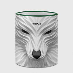 Кружка 3D Волк белый - с надписью, цвет: 3D-зеленый кант — фото 2
