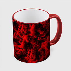 Кружка 3D Красный дым Red Smoke Красные облака, цвет: 3D-красный кант
