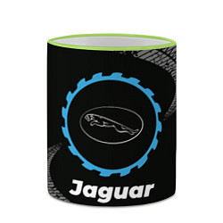 Кружка 3D Jaguar в стиле Top Gear со следами шин на фоне, цвет: 3D-светло-зеленый кант — фото 2
