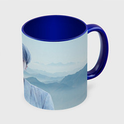 Кружка 3D MIN YOONGI BTS YET TO COME, цвет: 3D-белый + синий