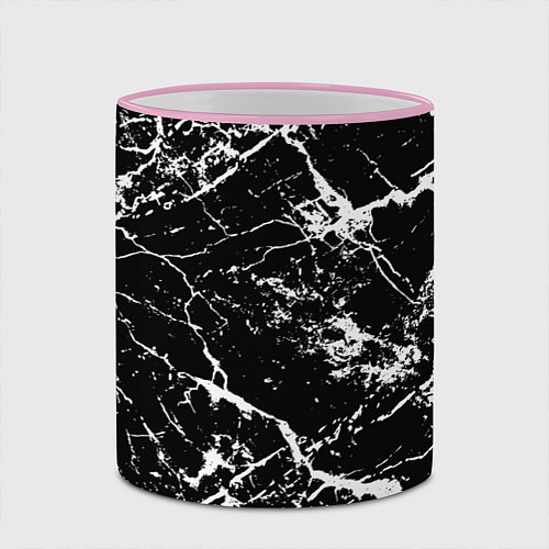 Кружка цветная Текстура чёрного мрамора Texture of black marble / 3D-Розовый кант – фото 2