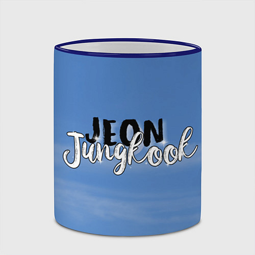 Кружка цветная JEON JUNGKOOK BTS / 3D-Синий кант – фото 2