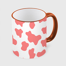 Кружка 3D Розовая корова, цвет: 3D-оранжевый кант