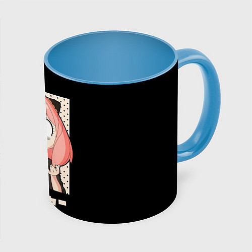 Кружка цветная Anya Forger Иероглифы / 3D-Белый + небесно-голубой – фото 1