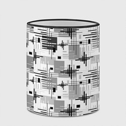 Кружка 3D Черно белый ретро геометрический узор, цвет: 3D-черный кант — фото 2