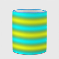 Кружка 3D Бирюзово-желтые неоновые полосы, цвет: 3D-небесно-голубой кант — фото 2