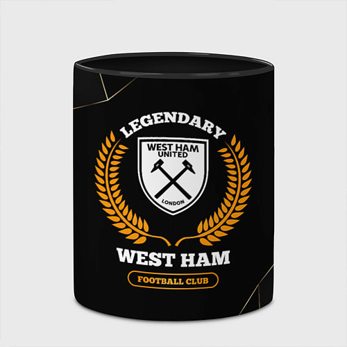 Кружка цветная Лого West Ham и надпись Legendary Football Club на / 3D-Белый + черный – фото 2