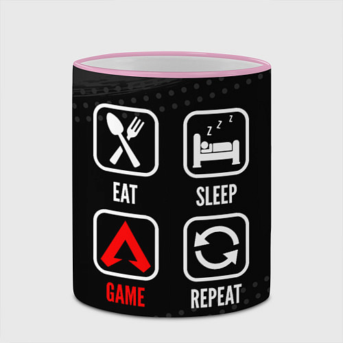 Кружка цветная Eat, Sleep, Apex Legends, Repeat / 3D-Розовый кант – фото 2