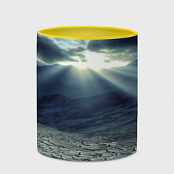 Кружка 3D Трещины на земле пустыня, цвет: 3D-белый + желтый — фото 2