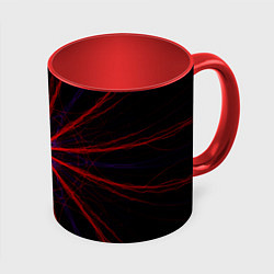 Кружка 3D Красный эфир 3D - абстракция, цвет: 3D-белый + красный