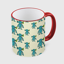 Кружка 3D Милые зеленые человечки, цвет: 3D-красный кант