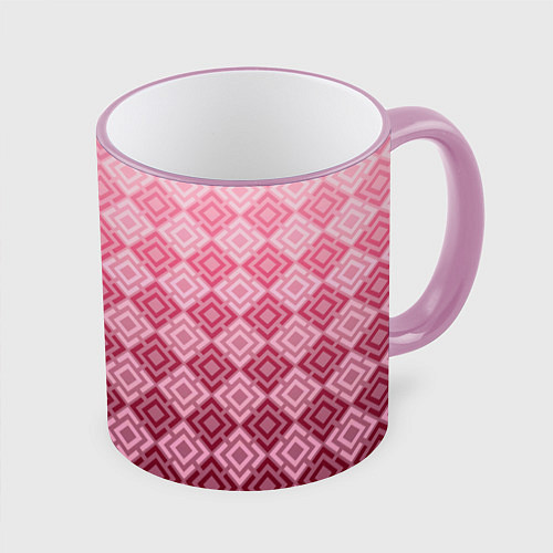 Кружка цветная Розовый геометрический градиентный узор / 3D-Розовый кант – фото 1
