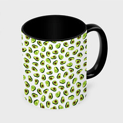 Кружка 3D Смешное авокадо на белом фоне, цвет: 3D-белый + черный