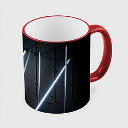 Кружка 3D Неоновые лампы во тьме - Голубой, цвет: 3D-красный кант