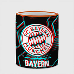 Кружка 3D Bayern FC в стиле Glitch на темном фоне, цвет: 3D-оранжевый кант — фото 2