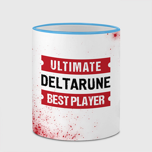 Кружка цветная Deltarune: красные таблички Best Player и Ultimate / 3D-Небесно-голубой кант – фото 2