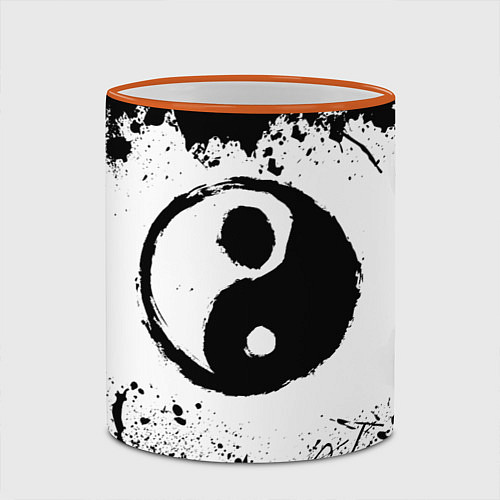 Кружка цветная Инь Янь Гранж / 3D-Оранжевый кант – фото 2