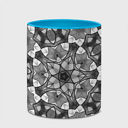 Кружка 3D Черно-белый геометрический мозаичный узор, цвет: 3D-белый + небесно-голубой — фото 2