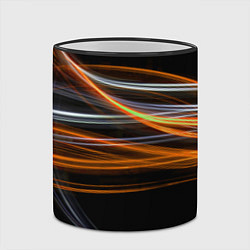 Кружка 3D Волнообразные линии неона - Оранжевый, цвет: 3D-черный кант — фото 2