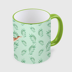 Кружка 3D Маленький динозаврик Dino, цвет: 3D-светло-зеленый кант